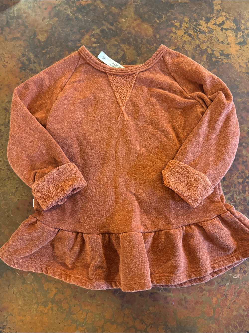 Rust Ruffle Hem Top